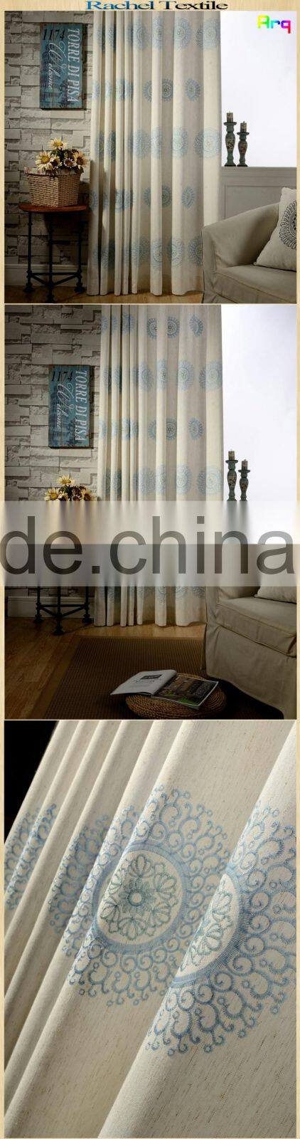 Indian embroidered flower embroidery black and white curtain fabric- star hotel curtain match cushion