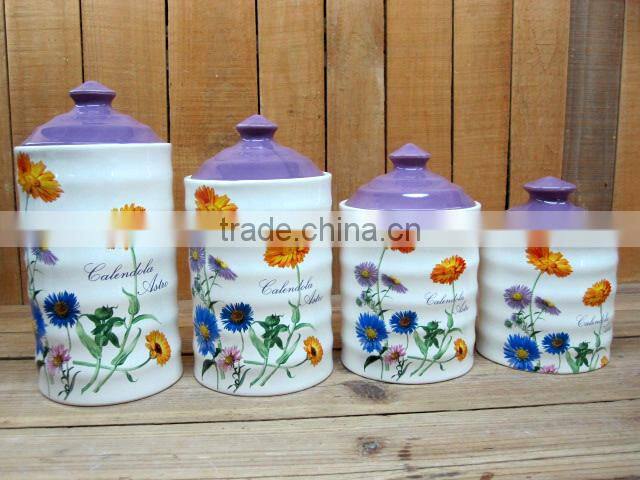 New cheap decal ceramic kitchen untensil holder with tools