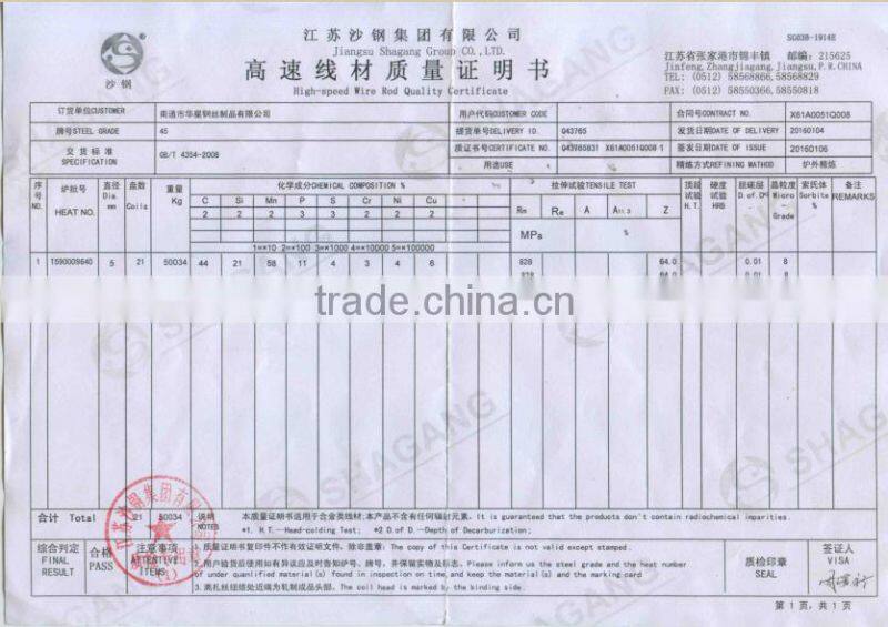 Spring Steel Wire for Making Spring& Wire Forms