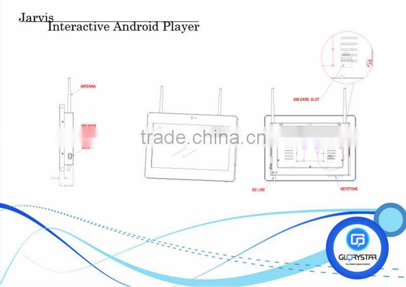 10 inch advertising business LCD digital Android touch display player