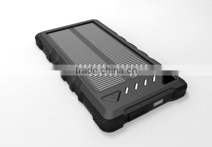 New design built -in battery 8000mAh, outdoor solar power bank , warterproof solar power bank for smart phone laptop