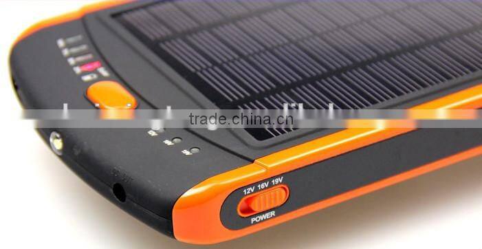 2015 Big capacity universal portable 23000T laptop 12v solar charger for notebook