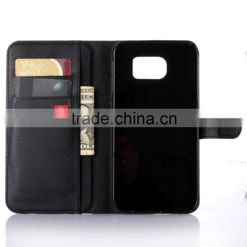 Hot Selling Ultra Thin Lichee PU Leather Case Wallet Folio Flip Cover for Samsung GALAXY S7 edge