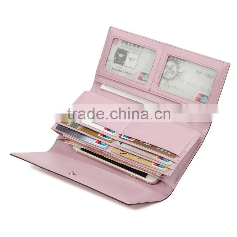 custom logo/material/color genuine leather ladies purse, handmade cowhide leather women wallet/clutch bag from Guangzhou
