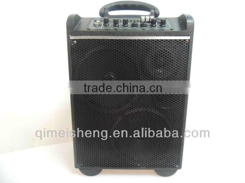 Double 6" subwoofer portable speaker with USB/SD/FM/Wireless Mic/Guitar input/Remote control