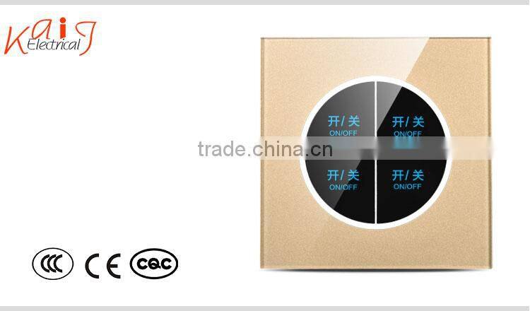 LED 1 2 3 Gang 1 Way Crystal Glass Panel Light Touch Screen Wall Switch EU