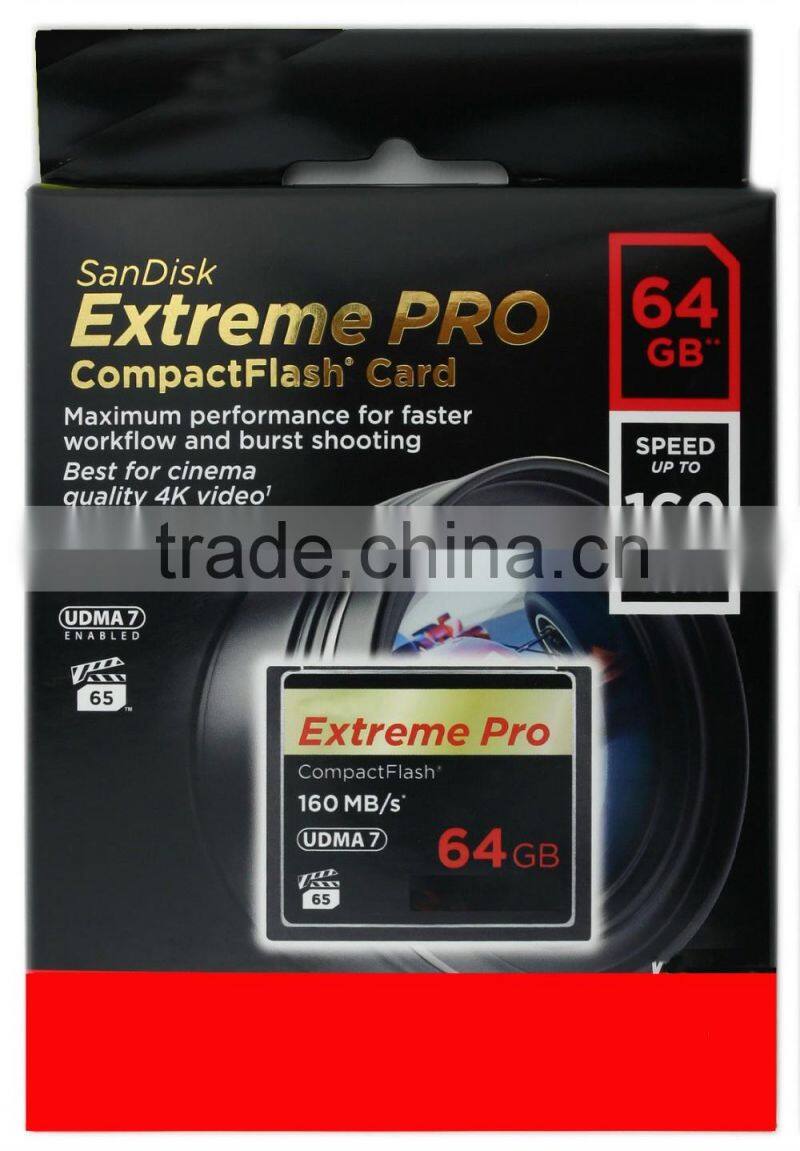 Blister Packing Extreme Pro CompactFlash CF Card UDMA7 160MB/s Speed CF Memory Card 64 128 256 GB micro 4K Camera Video