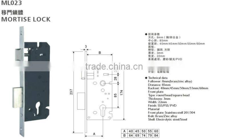 black color mechanical double sided door handle lock or bolt lock
