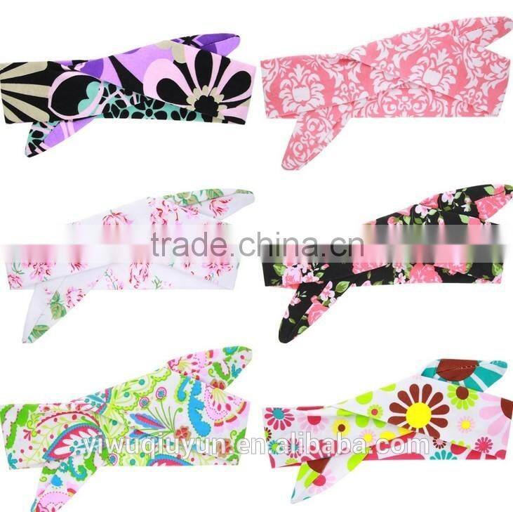 Baby Bohemia Elastic Stamp Bow Hairband Print Flower Bowknot Headband Turban Rabbit Knot Headdress Hair Accessories