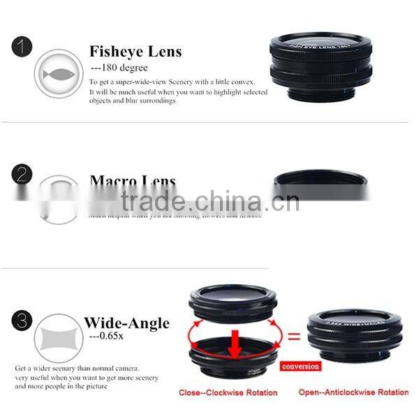 Apexel 4 in 1 set Selfie Stick with Cable 3.5mm and 3 in 1 Lens Wide Angle Macro lens Fisheye Lens for iPhone Samsung