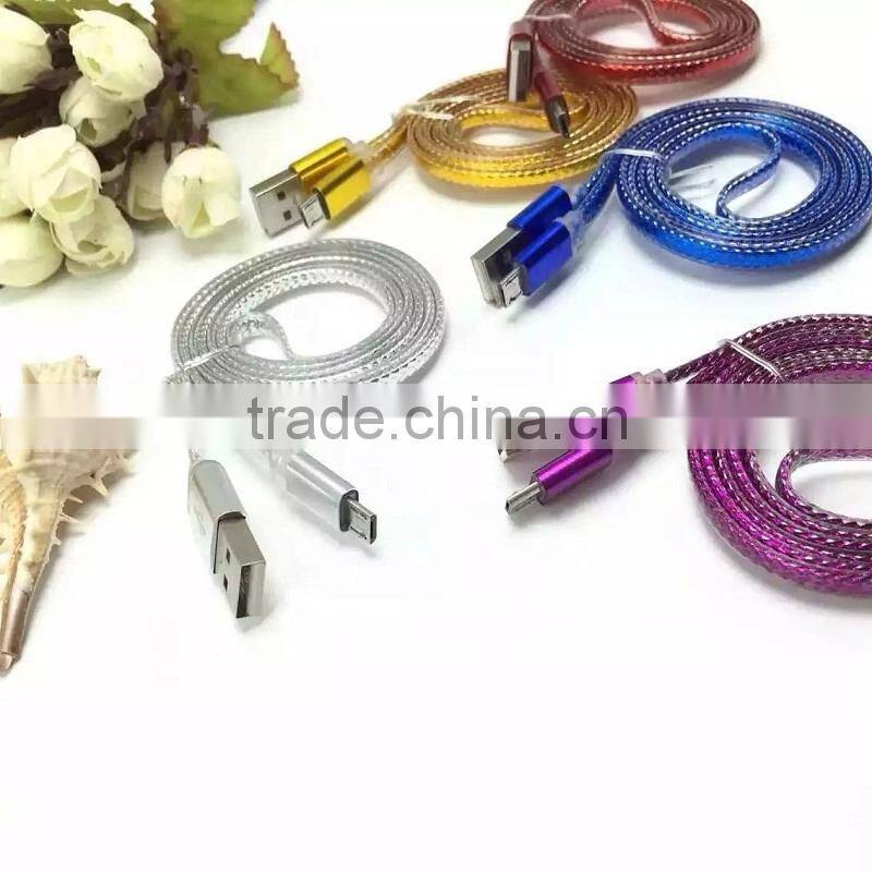 Tangle Free Flat Micro USB Charging Cord For Android Phones Charger Cable Fish Scale Shape USB Cable