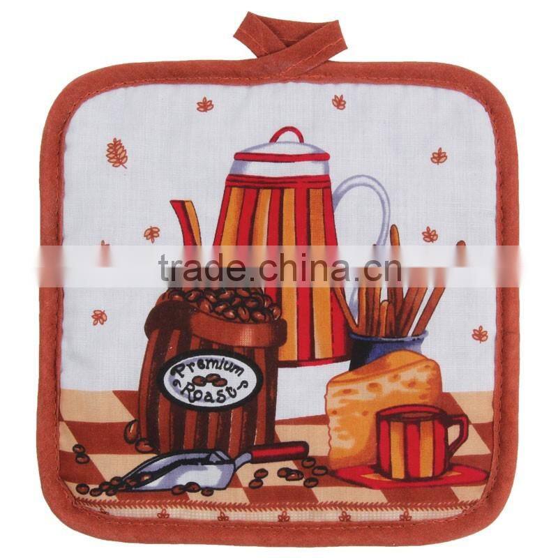 cotton polyester heat resistant funny silk screen printing pot holder oven mitten set