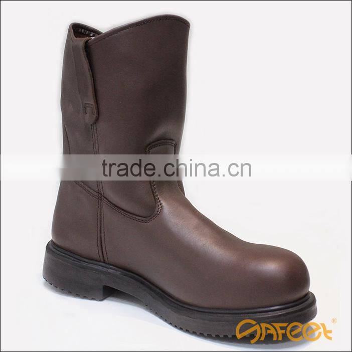 Steel toe cap long fields shoes, latest safety boots, laceless safety boot with ce certificate SA-3305