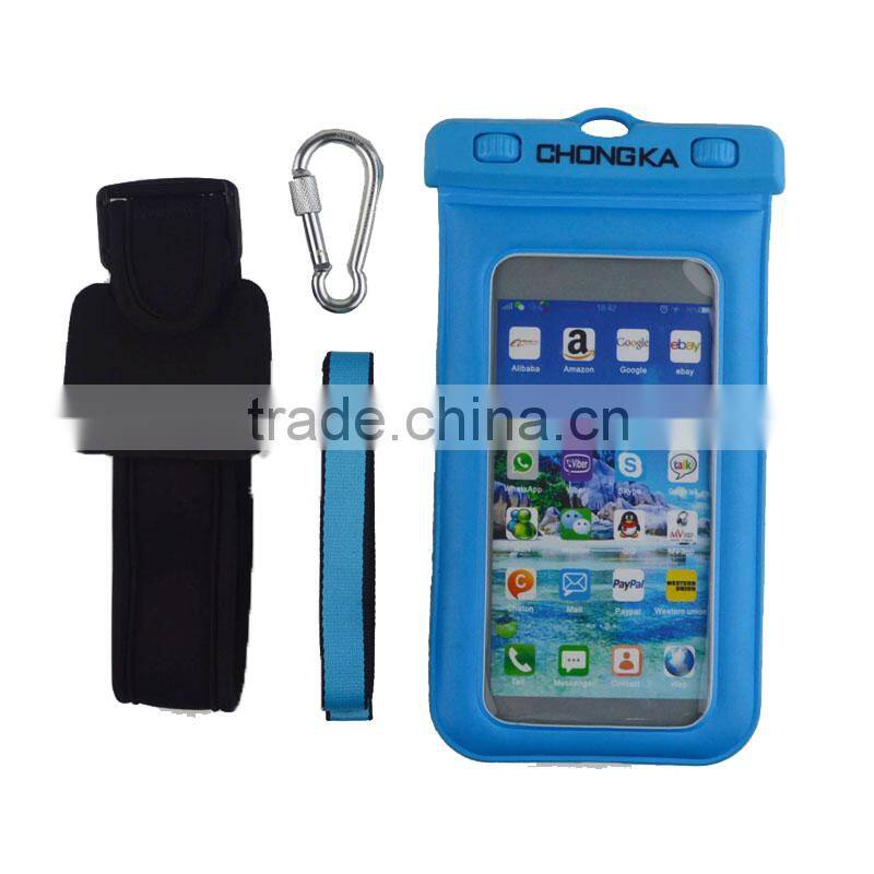 Sky Blue Plastic Waterproof Phone Bag With Floating