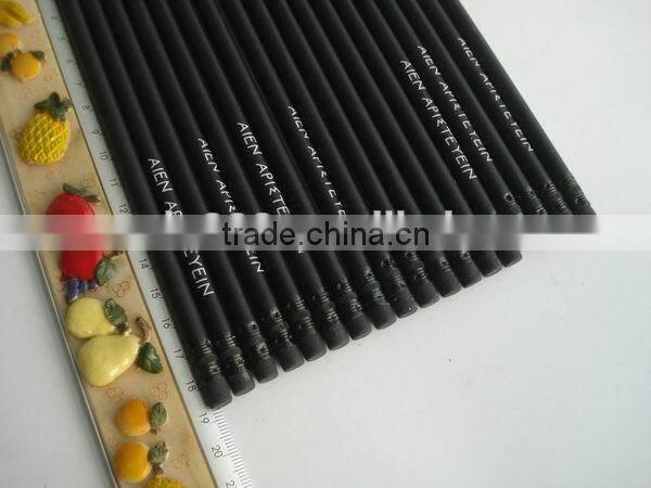 2015 promtional office supply printed black wood pencil with eraser for advertising