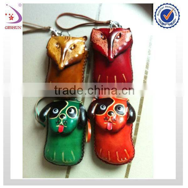 Fox with dog shaped leather squeeze coin purse for russia