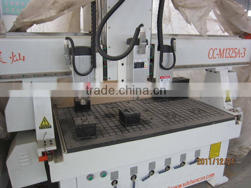 Shandong 1325 Simple ATC/Drilling CNC Router Machine with Three Heads