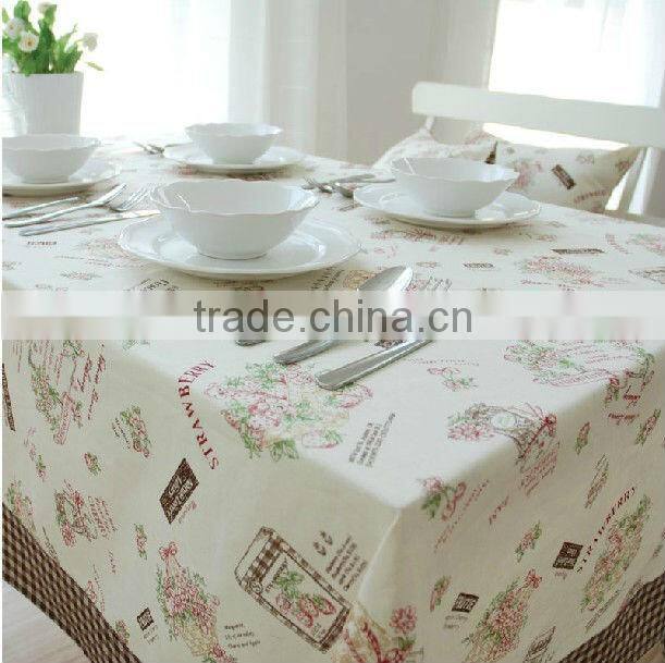 high quality rectangle beautiful printed cotton linen dining table cloth