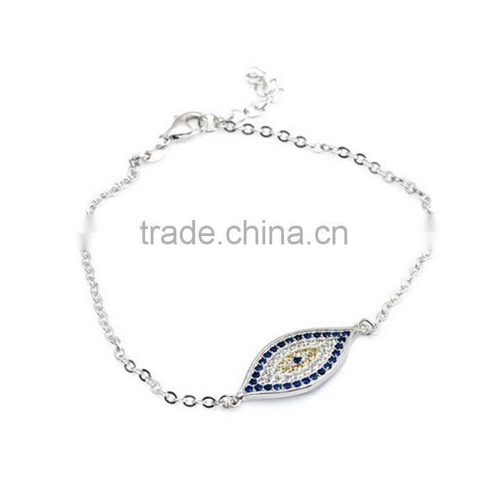 925 silver micro pave setting jewelry evil eye bracelet