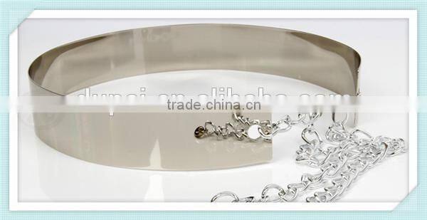 New fashion Pierced silver and golden metal belt with chain