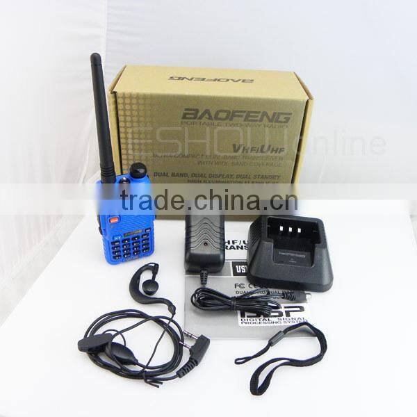 Blue VHF136-174MHz & UHF400-520MHz Baofeng Dual Band 5W 128CH UHF VHF walkie talkie Interphone UV5R UV-5R
