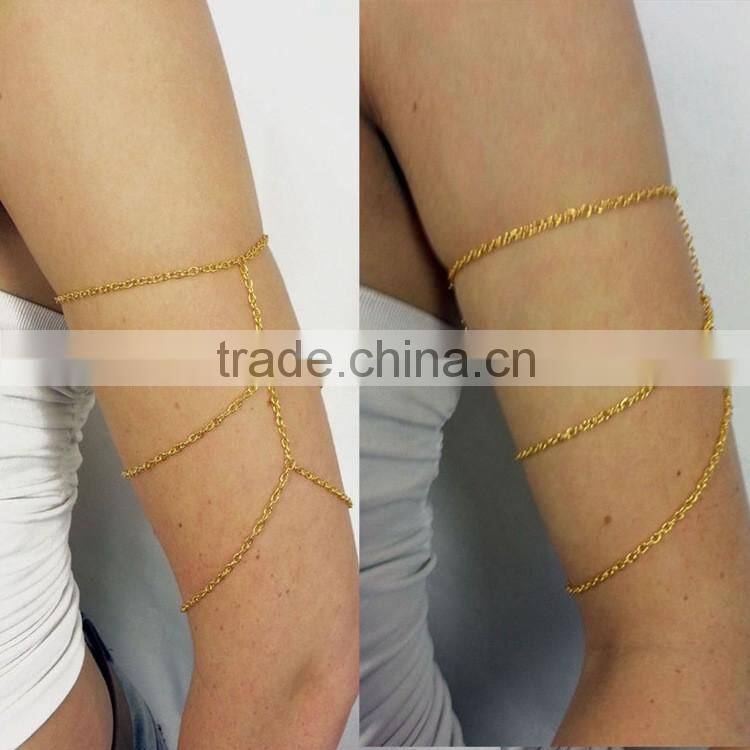 Fashion gold tassels three layers arm chain