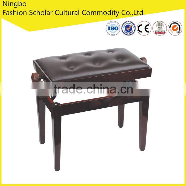 2016 the latest black piano stool adjustable with black leather cushion