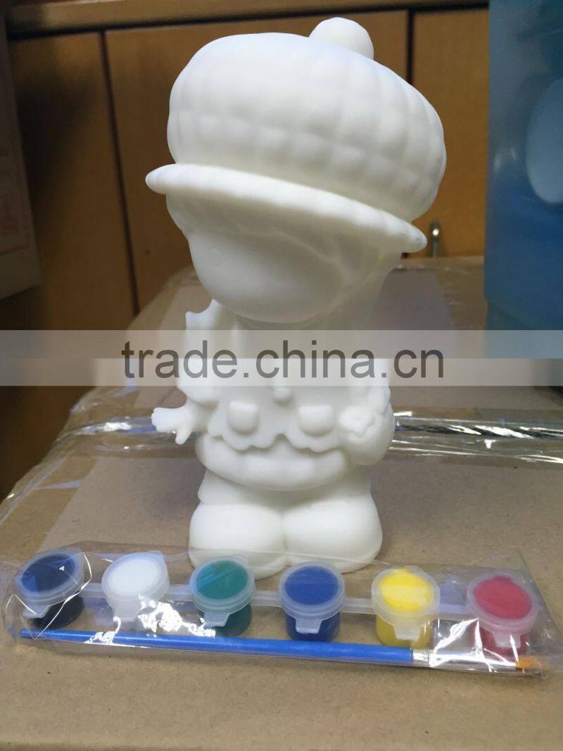 White Little Girl Plastic Toy,DIY Color Painting Toy,Custom Money Box Toy