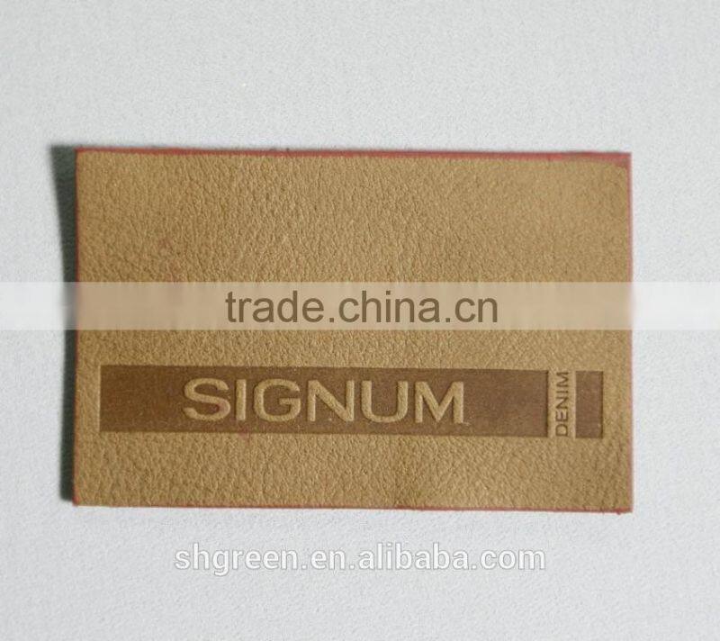 Unique design sewing on leather patch for pants