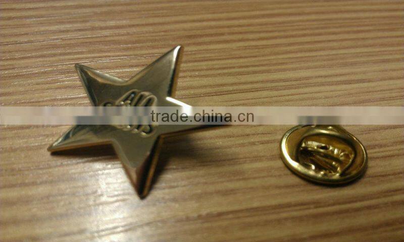 Custom die casting round lapel pin badge/Beautiful star Lapel pin/silver star badge