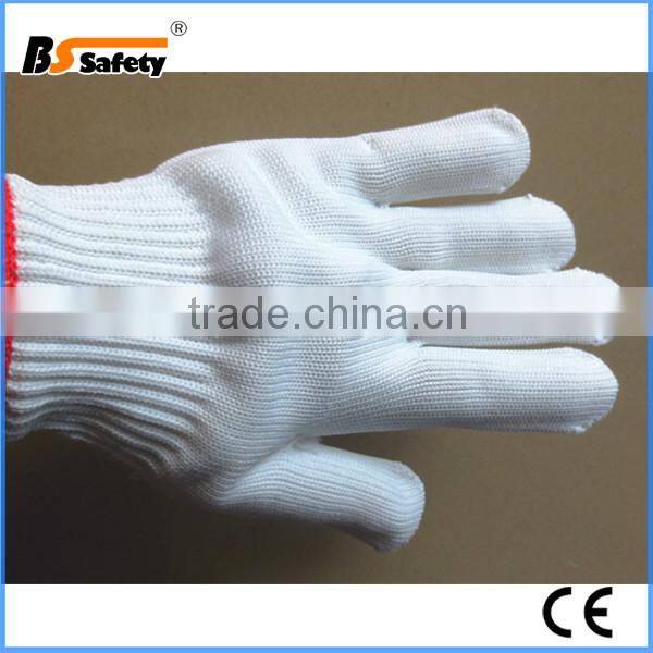 BSSAFETY 70g white nylon knitting gloves