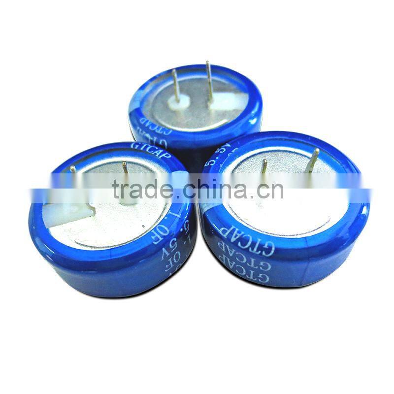 Coin type 1f 5.5v super capacitor for solar led light