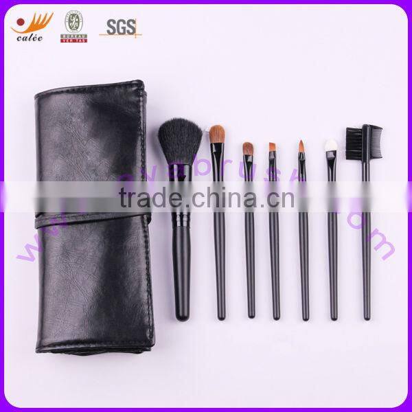Seven-piece High-grade Goat/Nylon Brush Set with Black Cosmetic Bag