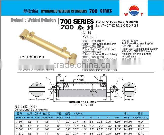 welded hydraulic actuator hydraulic cylinder