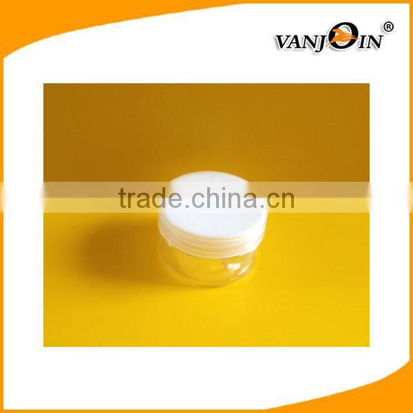 Empty clear PET cosmetic powder jar 150gm 120gm with OEM color