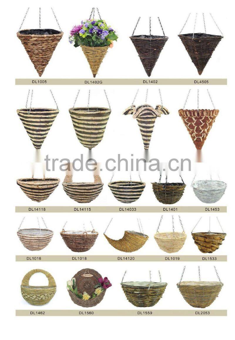 Natural wicker decoration hanging basket garden hanging planters
