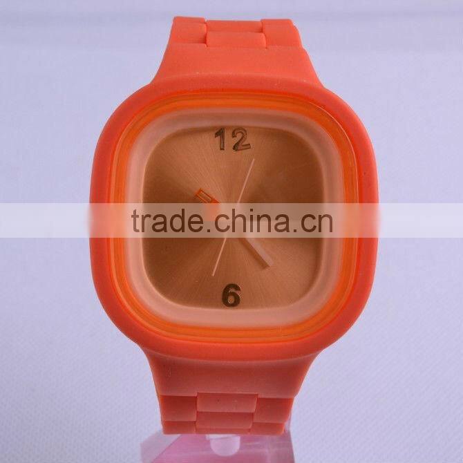 Stylish square face quartz silicon jelly watch