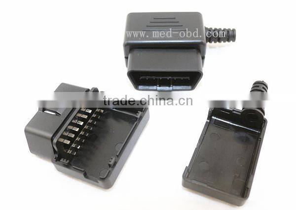OBD2 Male Connector 16pin 90 Degree Right Angle J1962m Plug with Enclosure without Screw