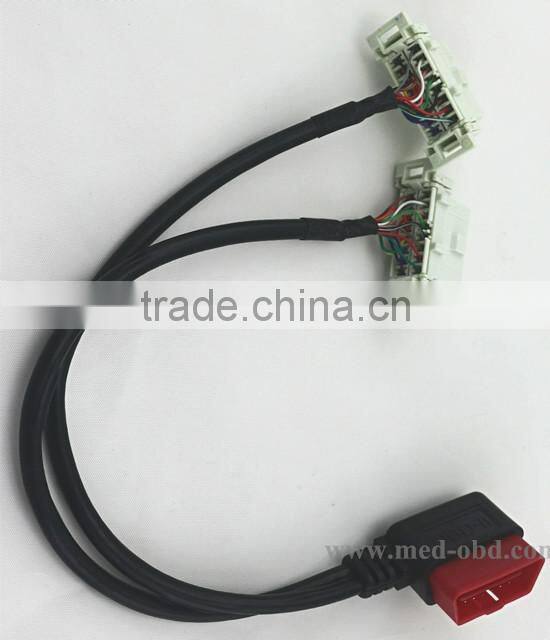 OBD2 Cable Connector USB/Vida Diagnostic Cable /Splitter Y Cable, right-angle J1962M to 2 J1962F, 1ft