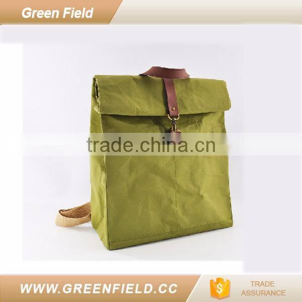washable paper backpack bag green color 2017 new arrivals