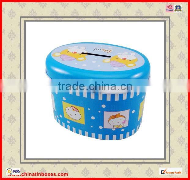 with handle oval money metal tin