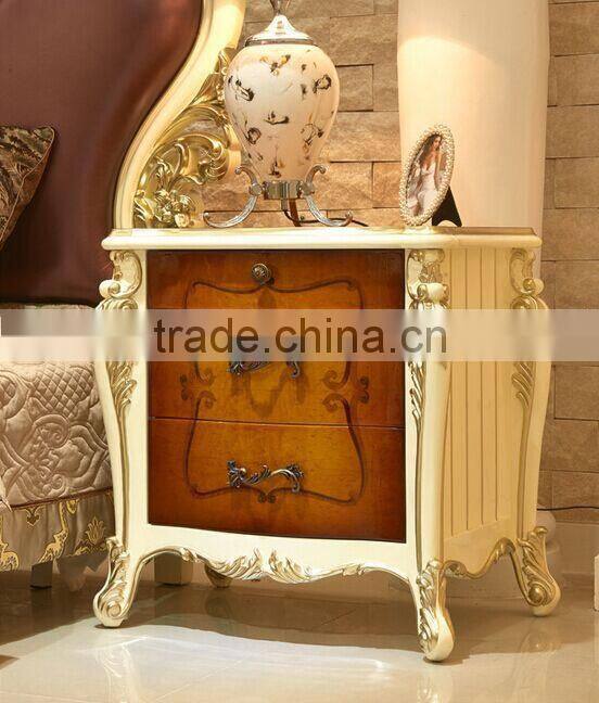 European Style King Size Bed, Elegant Purple Wood Carving Bed, Royal Bedroom Furniture Set (BF01-ML027)