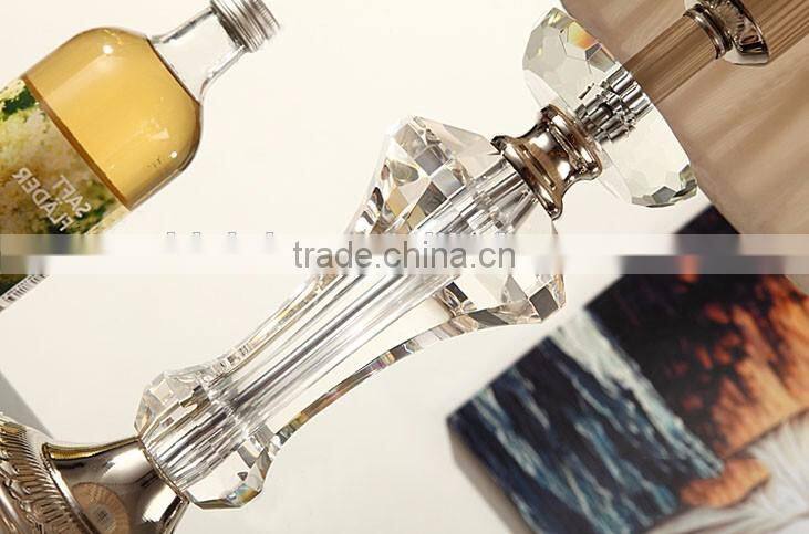 Luxury K9 clear crystal carving fabric lampshade table lamp