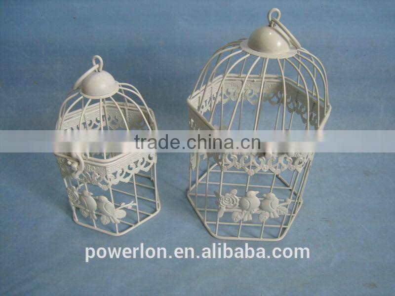 2014 NEW design Elegant patio decoration metal S/2 bird cage flower holder