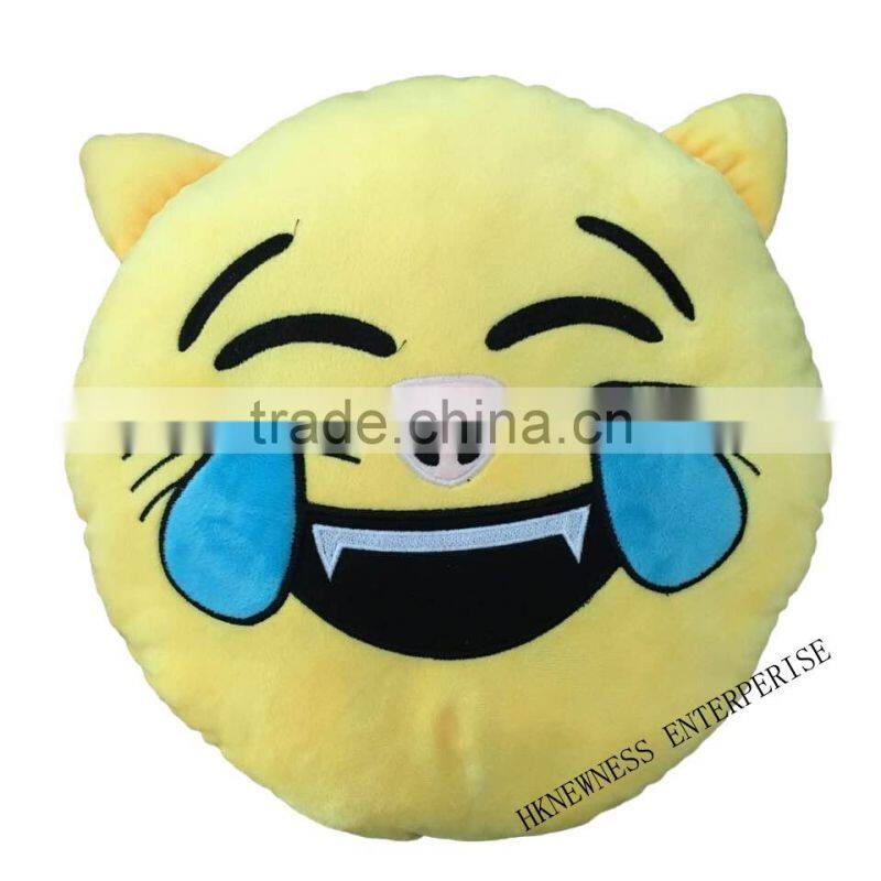 Cheap Wholesale Custom sew plush whatsapp embroidered emoji pillow