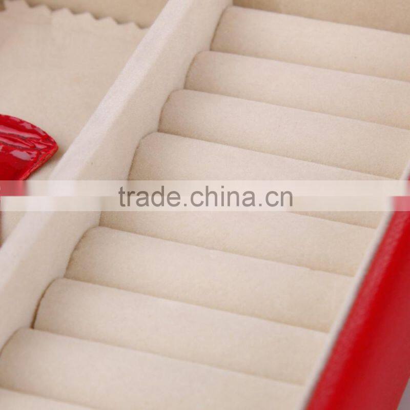 Hand made luxury large mirror lockable pink gift custom leather jewelry box