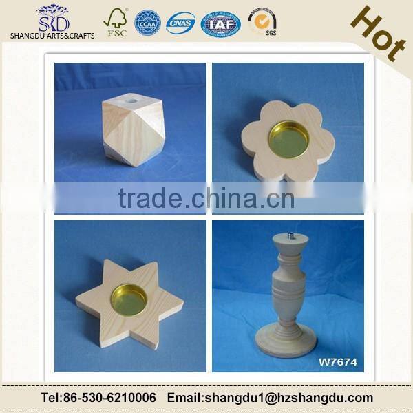 Trade assurance antique grey color handmade wedding decorative small wood candle holder