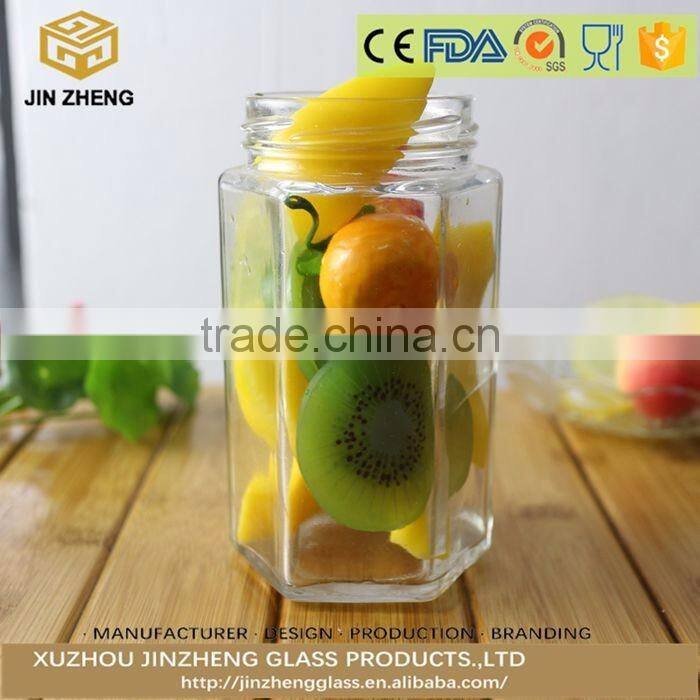 empty glass jam jar with metal lid 380ml