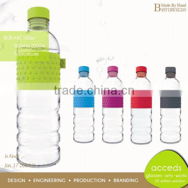 Eco-Friendly Pyrex Glass Silicone Travel Bottle