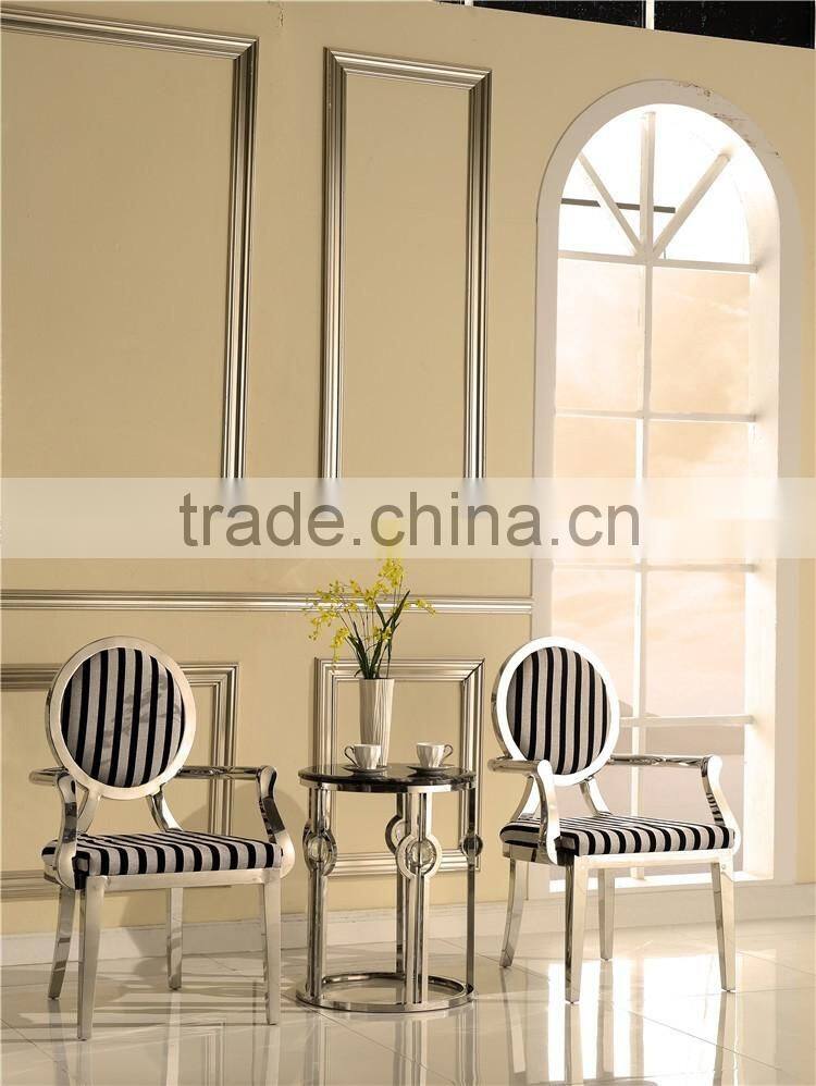 New design round marble top silver hotel/living room furniture side/corner table set